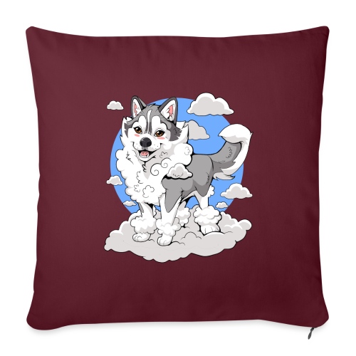 Memphis the Fluffy Land Cloud | Siberian Husky - Throw Pillow Cover 17.5” x 17.5”