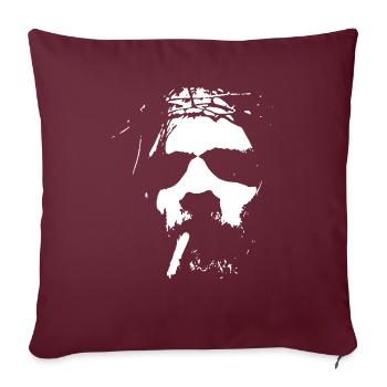 Smoking man with beard - Throw Pillow Cover 17.5” x 17.5” - burgundy - Front
