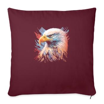 American Bald Eagle Flag July 4th - Throw Pillow Cover 17.5” x 17.5” - burgundy - Front