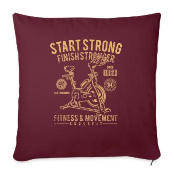 Start Strong Fitness - Throw Pillow Cover 17.5” x 17.5” - burgundy - Front