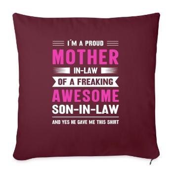 Mothers day mom son-in-law - Throw Pillow Cover 17.5” x 17.5” - burgundy - Front