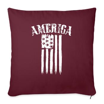 America Flag white design - Throw Pillow Cover 17.5” x 17.5” - burgundy - Front