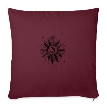 Magical Crescent Moon With Stars - For Real - Throw Pillow Cover 17.5” x 17.5” - burgundy - Front