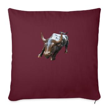 NY Stock Exchange Bull - Throw Pillow Cover 17.5” x 17.5” - burgundy - Front