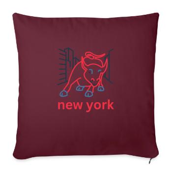 NY Stock Exchange Bull - Throw Pillow Cover 17.5” x 17.5” - burgundy - Front