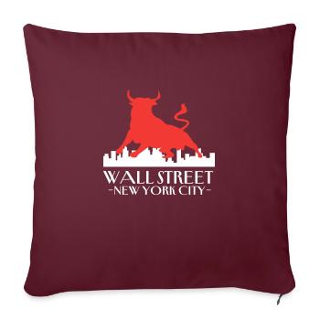 NY Stock Exchange Bull - Throw Pillow Cover 17.5” x 17.5” - burgundy - Front