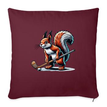 Squirrel Fieldhockey Lover Cool Animal Design - Throw Pillow Cover 17.5” x 17.5” - burgundy - Front