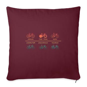 Different Road Bike Types Sport Bike Road Bike - Throw Pillow Cover 17.5” x 17.5” - burgundy - Front