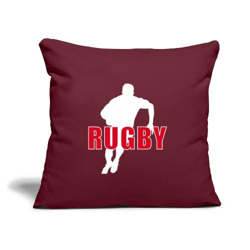 Bold Rugby Action Silhouette - Throw Pillow Cover 17.5” x 17.5”