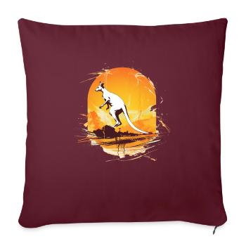 Dynamic Kangaroo Sketch - Throw Pillow Cover 17.5” x 17.5” - burgundy - Front
