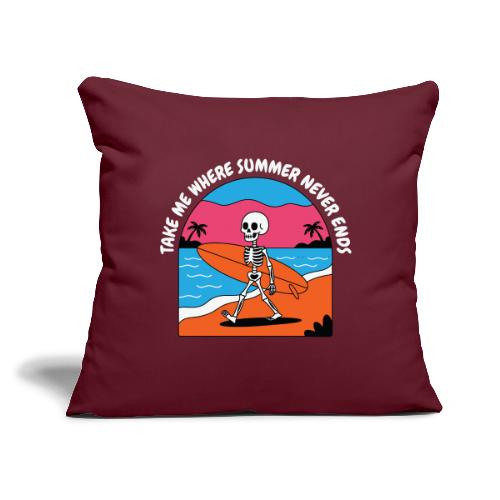 Take Me Where Summer Never Ends - Skeleton Surfer - Throw Pillow Cover 17.5” x 17.5”