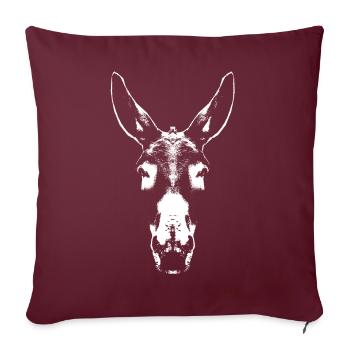 Donkey Head / Graphic - Throw Pillow Cover 17.5” x 17.5” - burgundy - Front