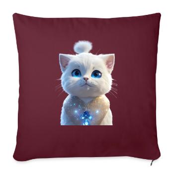 Snow Queen Kitty - Throw Pillow Cover 17.5” x 17.5” - burgundy - Front