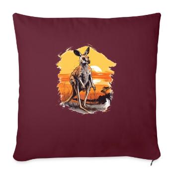 Dynamic Kangaroo Sketch - Throw Pillow Cover 17.5” x 17.5” - burgundy - Front