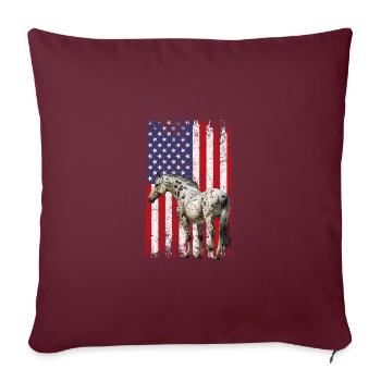 appaloosa equestrian horse - Throw Pillow Cover 17.5” x 17.5” - burgundy - Front