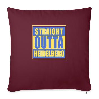 Straight Outta Heidelberg Apparel - Throw Pillow Cover 17.5” x 17.5” - burgundy - Front