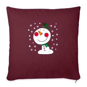 Snowman Big Head - Throw Pillow Cover 17.5” x 17.5” - burgundy - Front