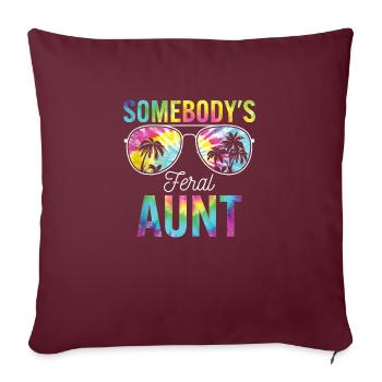 Somebody's Feral Aunt - Throw Pillow Cover 17.5” x 17.5” - burgundy - Front