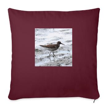 Sandpiper walking along the shore - Throw Pillow Cover 17.5” x 17.5” - burgundy - Front