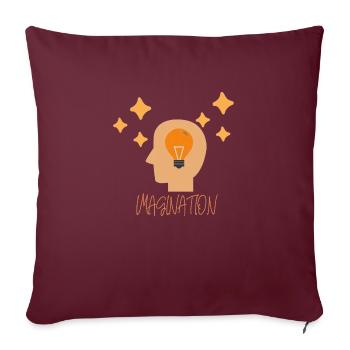 Imagination and Creative Mind with Lightbulb - Throw Pillow Cover 17.5” x 17.5” - burgundy - Front