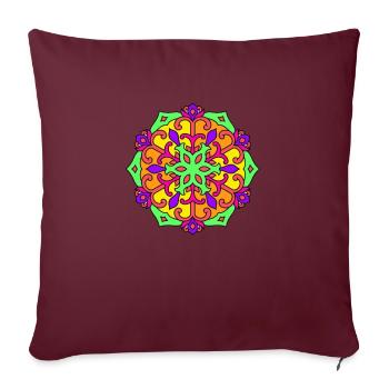 Mandala yoga - Throw Pillow Cover 17.5” x 17.5” - burgundy - Front