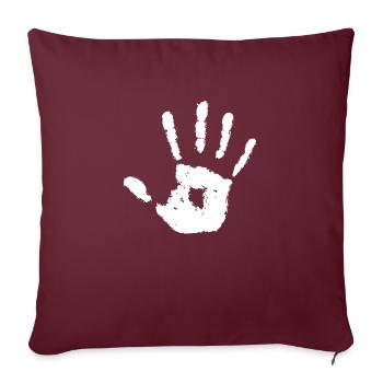 STOP White Right Hand - Throw Pillow Cover 17.5” x 17.5” - burgundy - Front