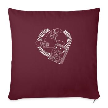 Green Magic Plants - Throw Pillow Cover 17.5” x 17.5” - burgundy - Front
