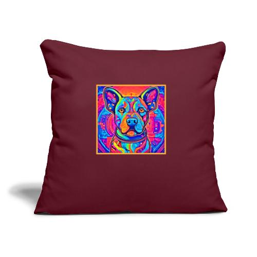 Vibrant Neon Pup: Colorful Dog Painting - Throw Pillow Cover 17.5” x 17.5”