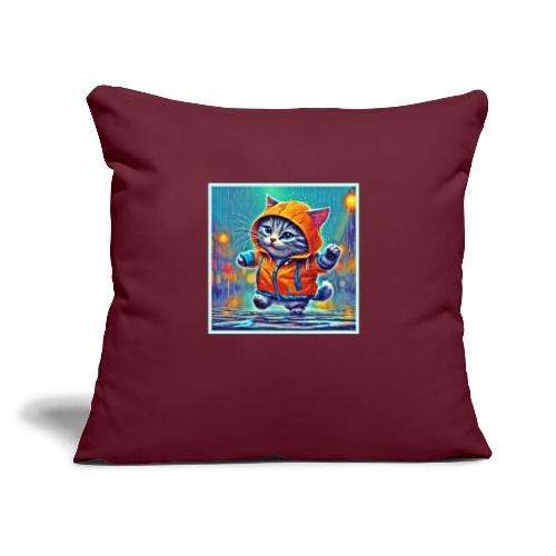 Rainy Day Cat Dance - Throw Pillow Cover 17.5” x 17.5”