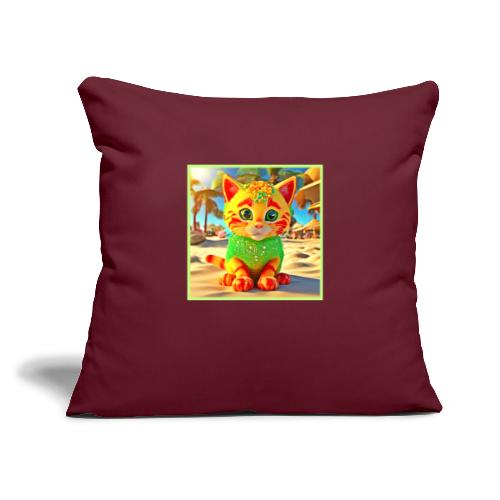 Colorful Kitten 3D Animation - Throw Pillow Cover 17.5” x 17.5”