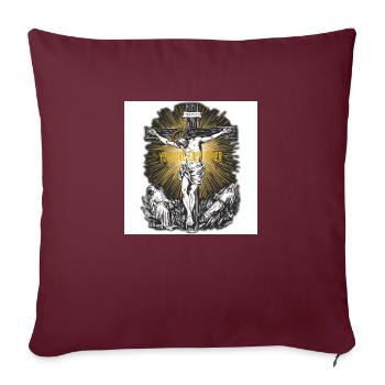 Good Friday 3 - Throw Pillow Cover 17.5” x 17.5” - burgundy - Front
