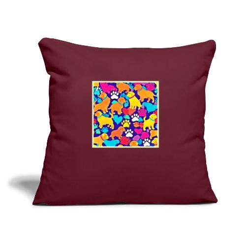 Colorful Dog Paws - Throw Pillow Cover 17.5” x 17.5”