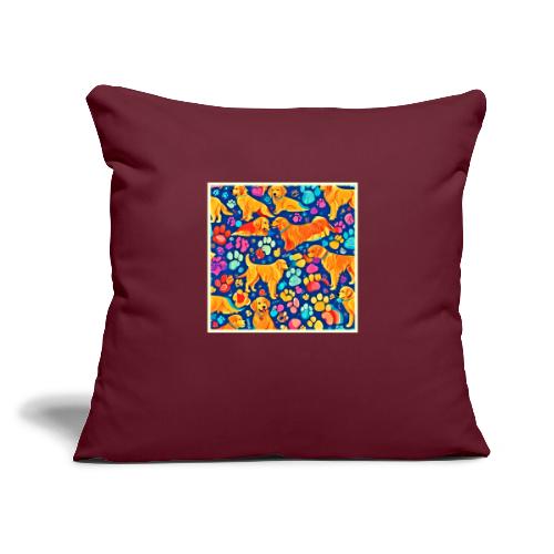 Golden Retriever Paws: Vibrant Colors - Throw Pillow Cover 17.5” x 17.5”