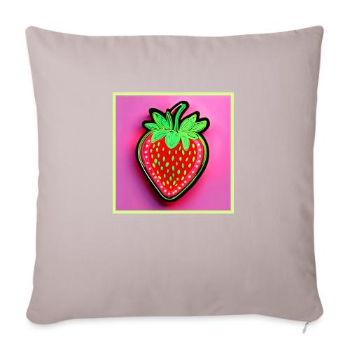 Vibrant Strawberry Neon Sign - Throw Pillow Cover 17.5” x 17.5”