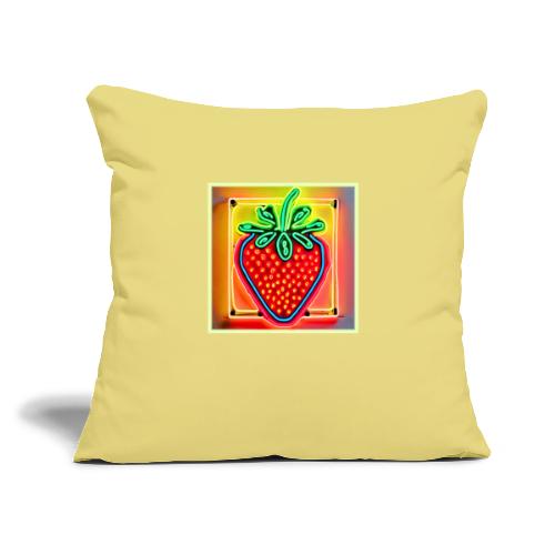Colorful Strawberry Neon Glow - Throw Pillow Cover 17.5” x 17.5”