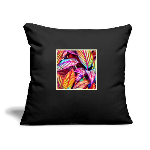 Striped Neon Leaves Design - Throw Pillow Cover 17.5” x 17.5”