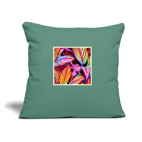 Striped Neon Leaves Design - Throw Pillow Cover 17.5” x 17.5”