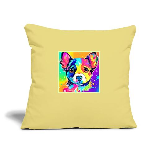 Vivid Puppy Vibes Art Design - Throw Pillow Cover 17.5” x 17.5”