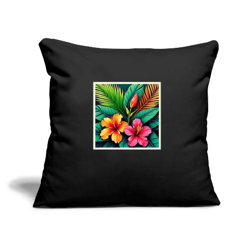 Tropical Hibiscus Bloom Art - Throw Pillow Cover 17.5” x 17.5”