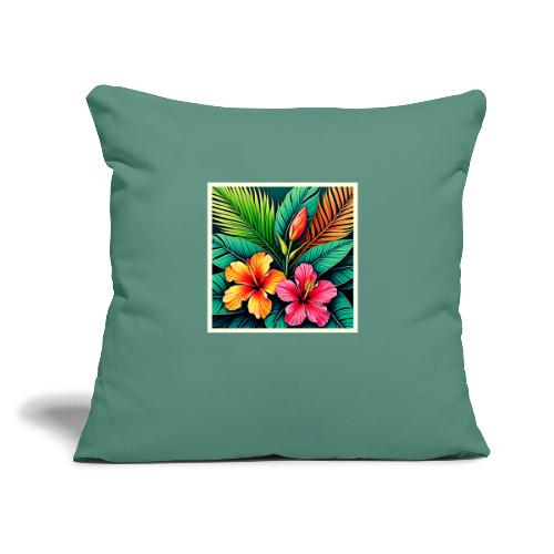 Tropical Hibiscus Bloom Art - Throw Pillow Cover 17.5” x 17.5”