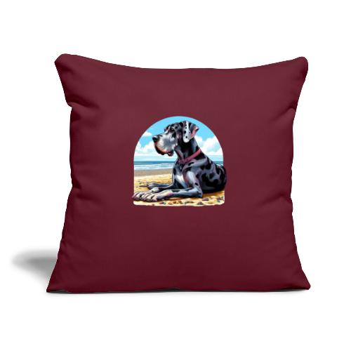 Great Dane On The Beach - Throw Pillow Cover 17.5” x 17.5”