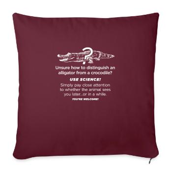 Alligator vs Crocodile The Difference - Throw Pillow Cover 17.5” x 17.5” - burgundy - Front