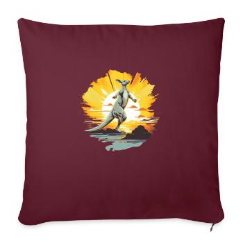 Dynamic Kangaroo Sketch - Throw Pillow Cover 17.5” x 17.5” - burgundy - Front
