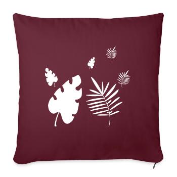 tropical leaves print - Throw Pillow Cover 17.5” x 17.5” - burgundy - Front