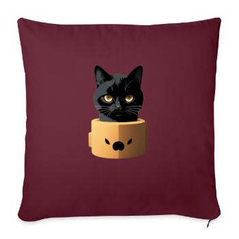 Cat Head - Throw Pillow Cover 17.5” x 17.5” - burgundy - Front