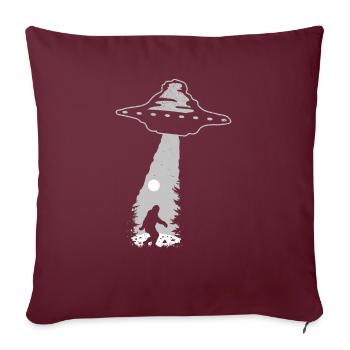 Bigfoot Ufo - Throw Pillow Cover 17.5” x 17.5” - burgundy - Front