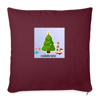 Celebrate festival - Throw Pillow Cover 17.5” x 17.5” - burgundy - Front