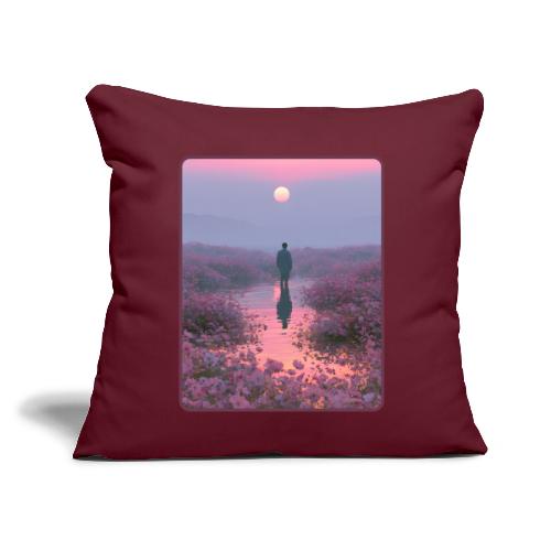 Ethereal Sunset Flower Field Art - Throw Pillow Cover 17.5” x 17.5”
