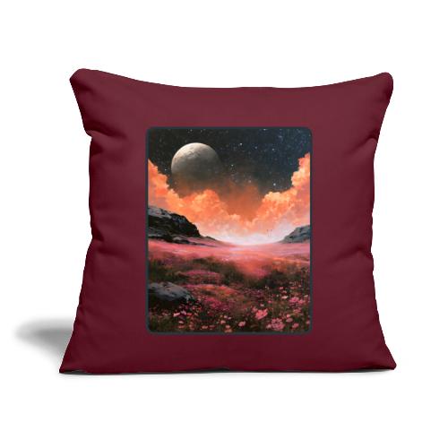 Moonlit Fantasy Flower Landscape - Throw Pillow Cover 17.5” x 17.5”