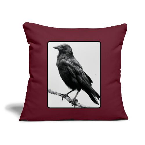 Raven Black and White Art Design - Throw Pillow Cover 17.5” x 17.5”
